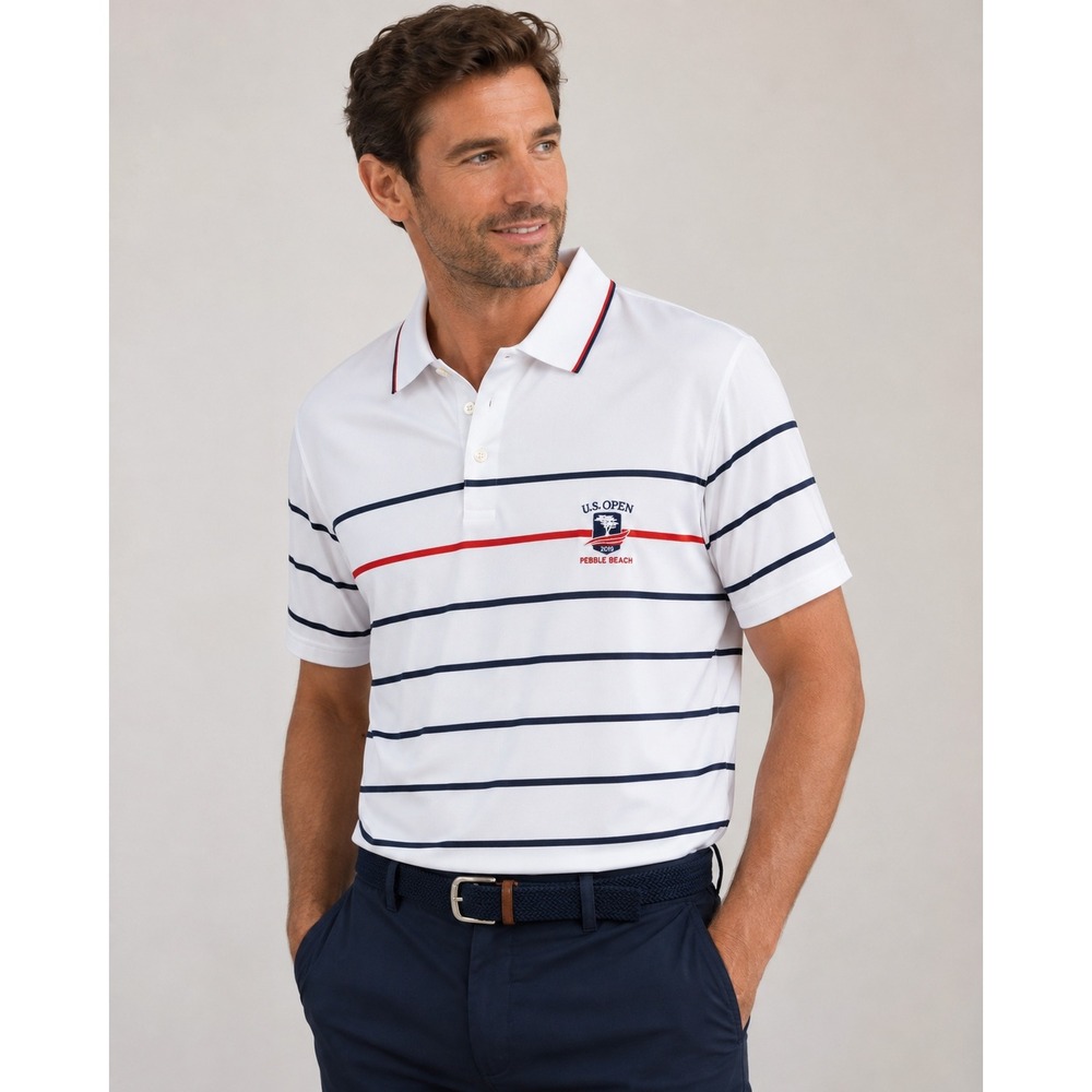 Polo Golf Ralph Lauren US Open 2019 Pebble Beach Striped Polo Shirt Men XL White